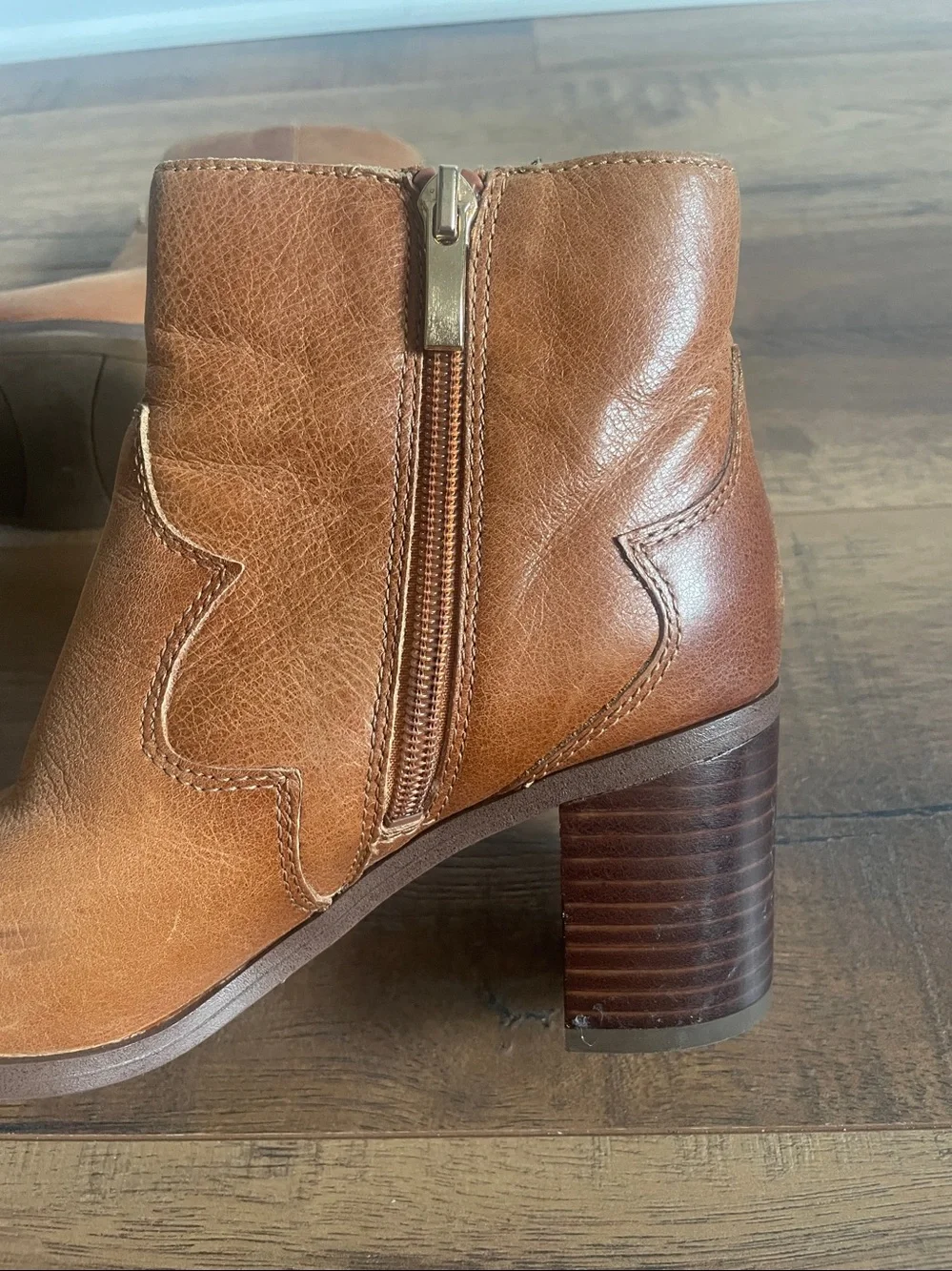 Franco Sarto Tan Leather Western Bootie Size 6.5